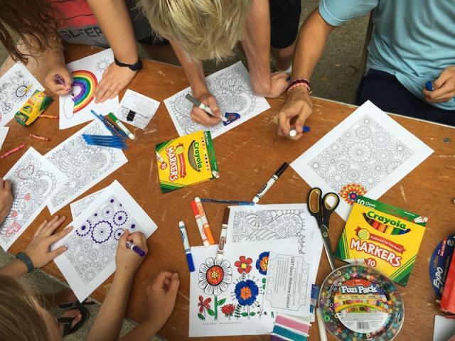 students coloring